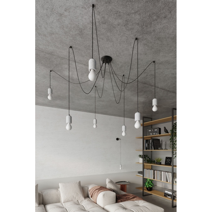 Csillár zsinóron NESO 5xE27/15W/230V pók beton