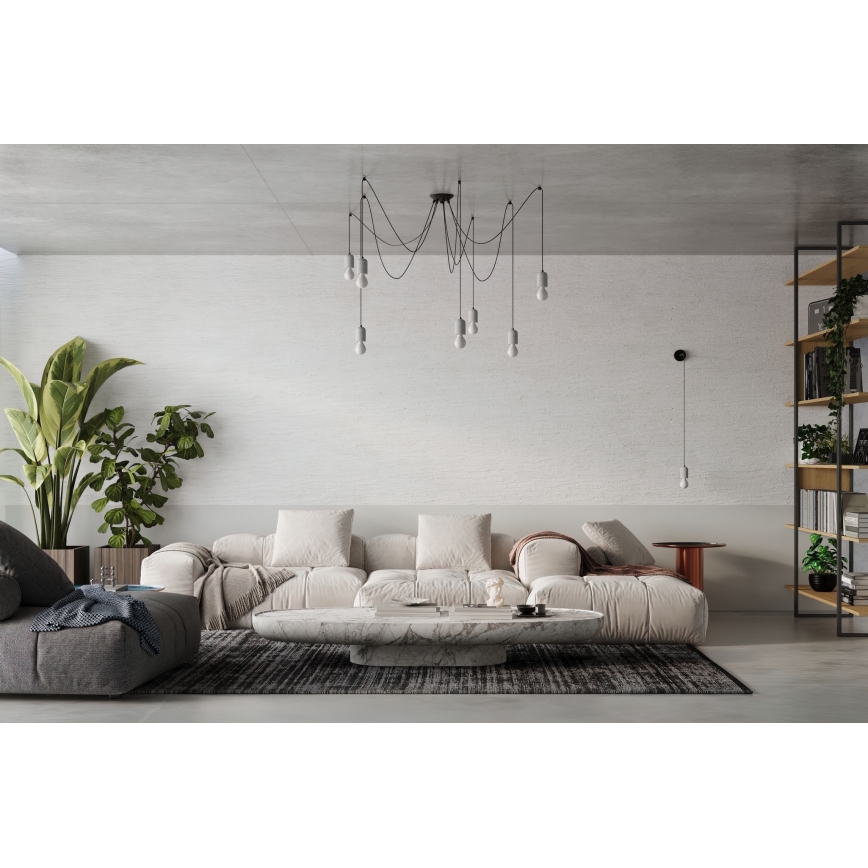 Csillár zsinóron NESO 7xE27/15W/230V pók beton