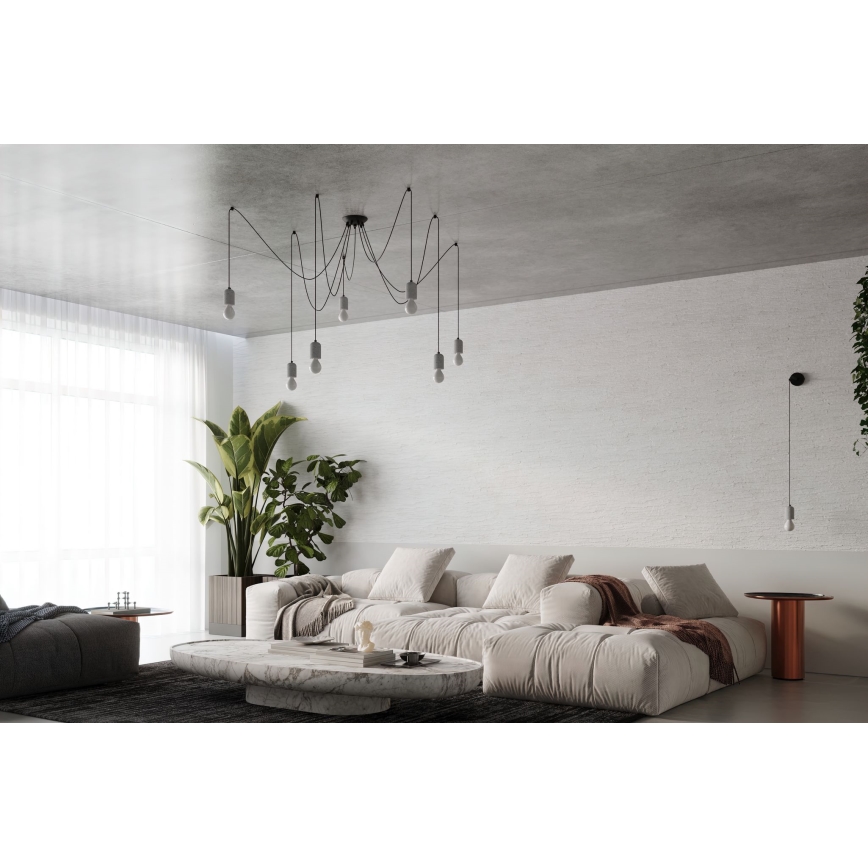 Csillár zsinóron NESO 7xE27/15W/230V pók beton