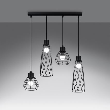 Csillár zsinóron SUBA 4xE27/15W/230V fekete