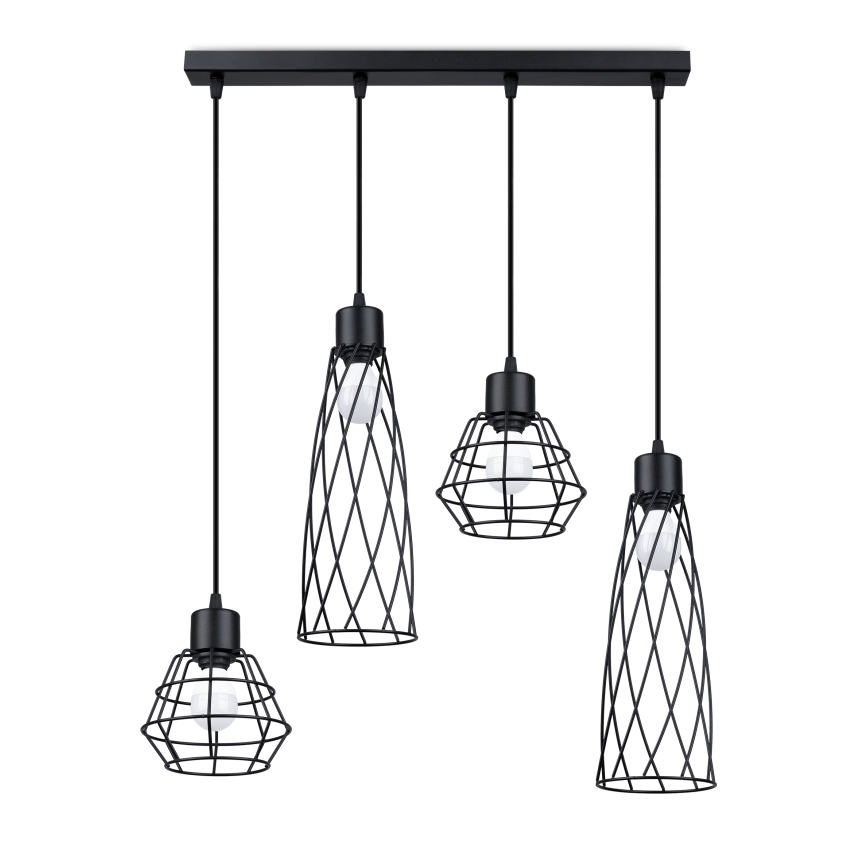 Csillár zsinóron SUBA 4xE27/15W/230V fekete