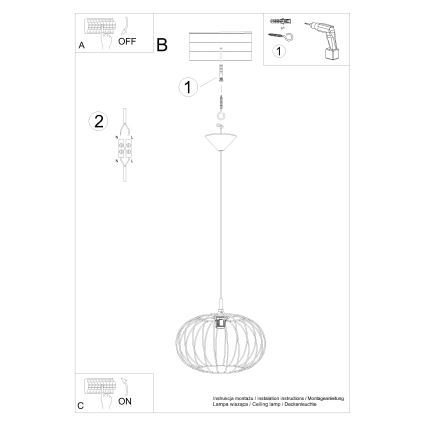 Csillár zsinóron TSUNO 1xE27/15W/230V fekete
