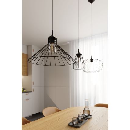 Csillár zsinóron LEYO 1xE27/15W/230V fekete