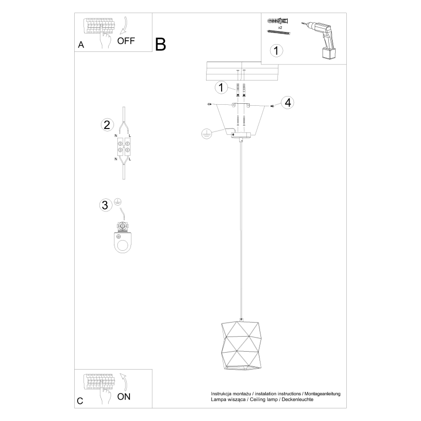Csillár zsinóron GOBI 1xE27/15W/230V kerámia