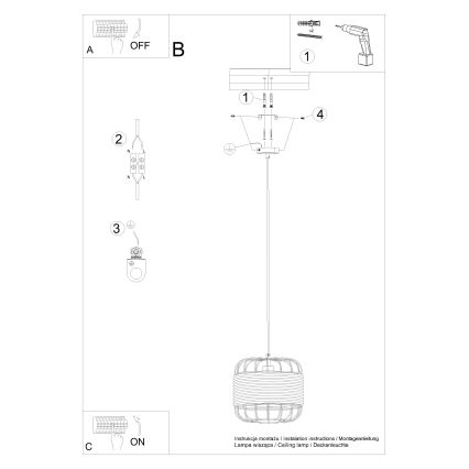 Csillár zsinóron FOST 1xE27/15W/230V