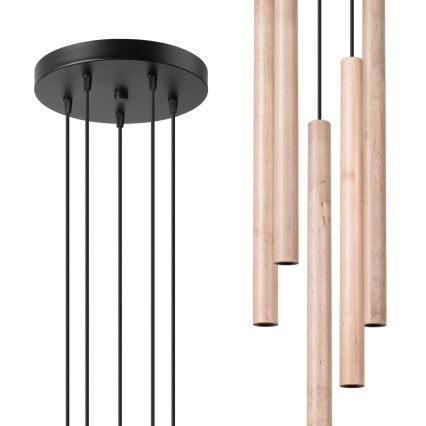 Csillár zsinóron PASTELO 5xG9/8W/230V bükkfa