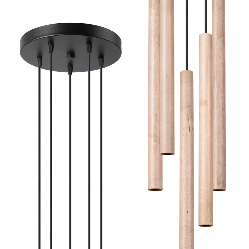 Csillár zsinóron PASTELO 5xG9/8W/230V bükkfa