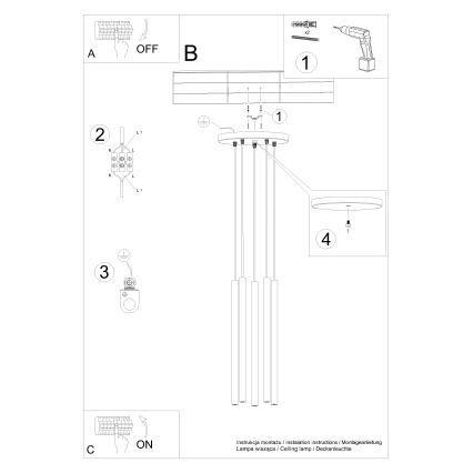Csillár zsinóron PASTELO 5xG9/8W/230V bükkfa