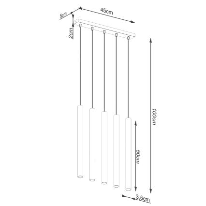 Csillár zsinóron PASTELO 5xG9/8W/230V beton