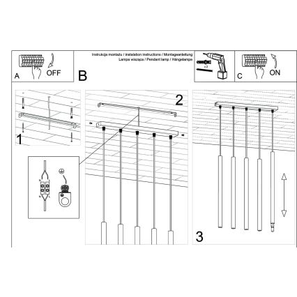 Csillár zsinóron PASTELO 5xG9/8W/230V beton