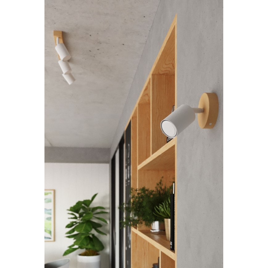 Fali spotlámpa VERDO 1xGU10/10W/230V fehér/bükkfa