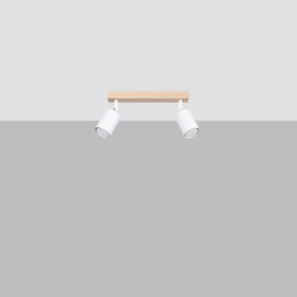 Spotlámpa VERDO 2xGU10/10W/230V fehér/bükkfa