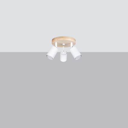 Spotlámpa VERDO 3xGU10/10W/230V fehér/bükkfa