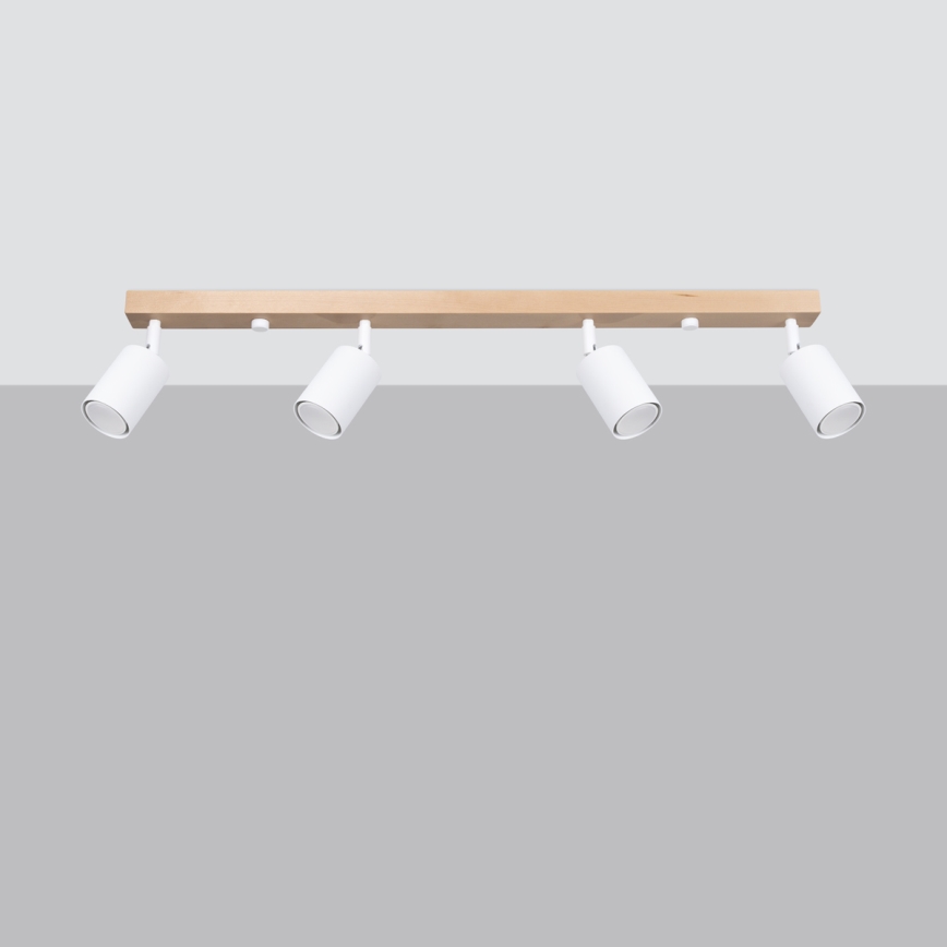 Spotlámpa VERDO 4xGU10/10W/230V fehér/bükkfa