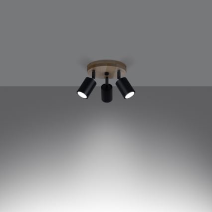 Spotlámpa VERDO 3xGU10/10W/230V fekete/bükkfa