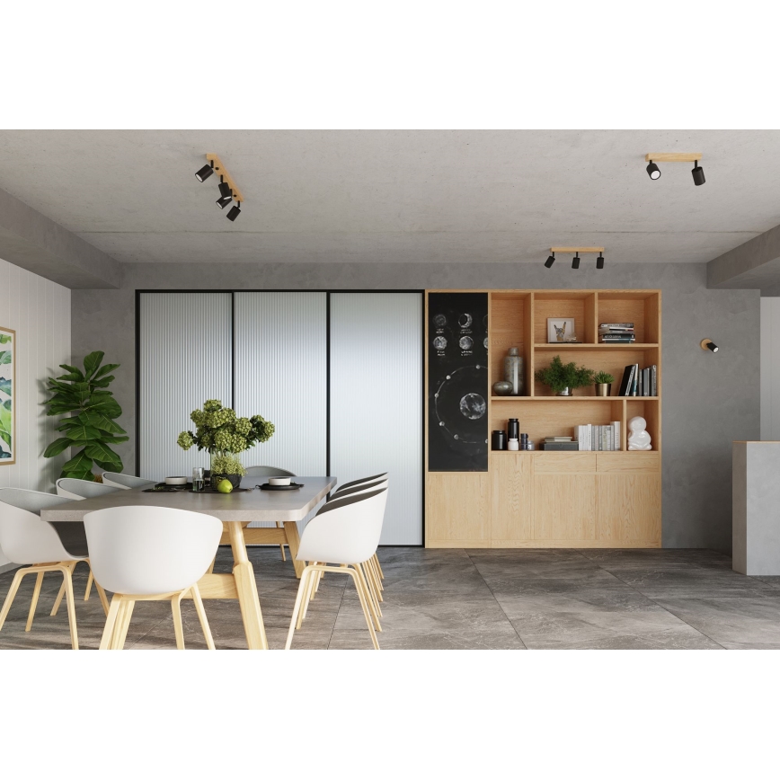 Spotlámpa VERDO 3xGU10/10W/230V fekete/bükkfa