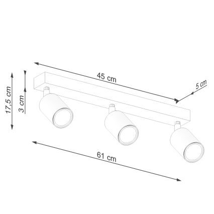 Spotlámpa VERDO 3xGU10/10W/230V fekete/bükkfa