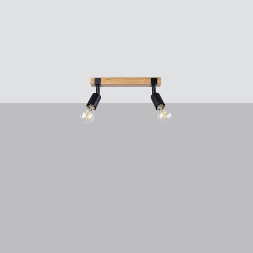 Spotlámpa ZUCA 2xE27/15W/230V fekete/tölgy
