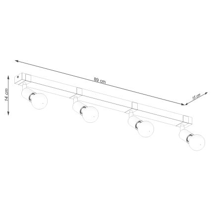 Spotlámpa ZUCA 4xE27/15W/230V fekete/tölgy