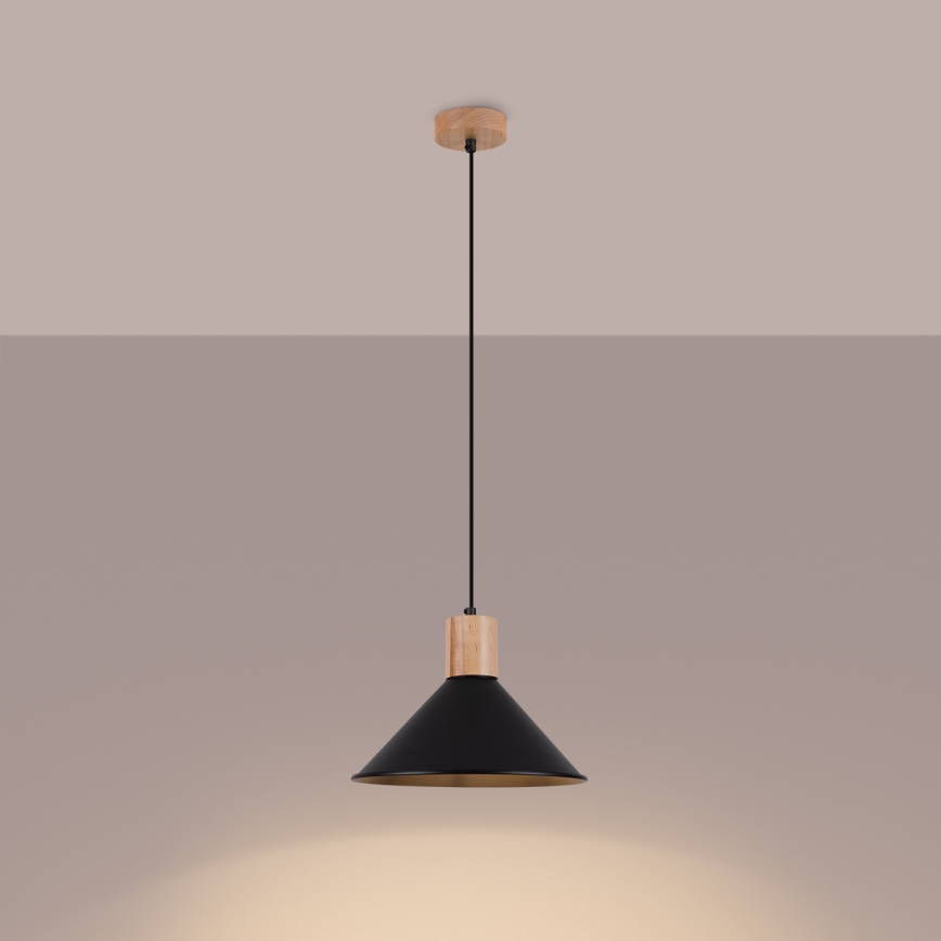 Csillár zsinóron JAGA 1xE27/15W/230V átm. 30 cm fekete