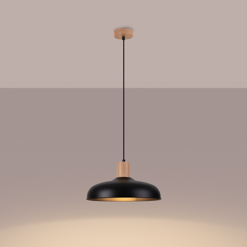 Csillár zsinóron INDY 1xE27/15W/230V átm. 38 cm fekete