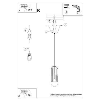 Csillár zsinóron BRINA 1xG9/8W/230V fehér