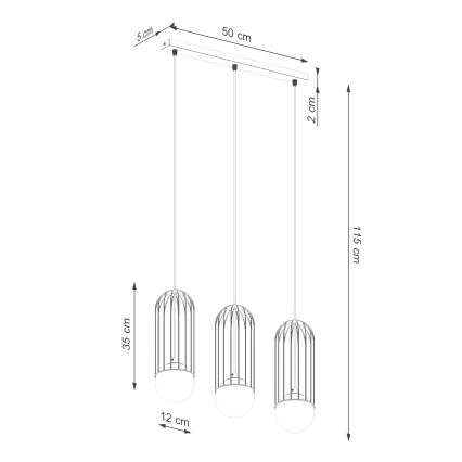 Csillár zsinóron BRINA 3xG9/8W/230V fehér