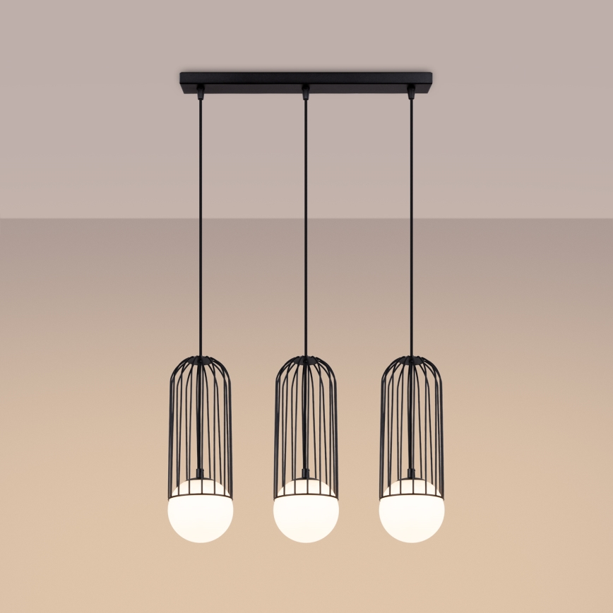 Csillár zsinóron BRINA 3xG9/8W/230V fekete