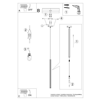 Csillár zsinóron ARCHE 1xG9/8W/230V fekete