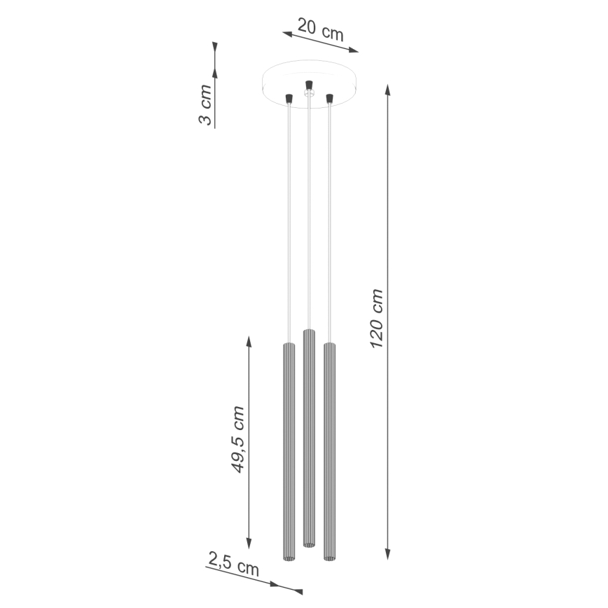 Csillár zsinóron ARCHE 3xG9/8W/230V fekete