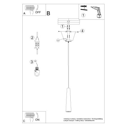 Csillár zsinóron ELECTRA 1xGU10/10W/230V beton/szürke