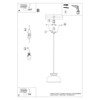 Csillár zsinóron MARION 1xE27/15W/230V átm. 29,5 cm fehér