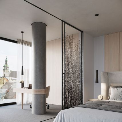 Csillár zsinóron ELECTRA 1xGU10/10W/230V beton/fekete