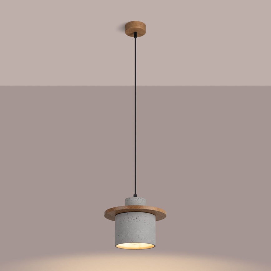 Kábelre szerelhető csillár MAB 1xE27/15W/230V Ø 22 cm beton/szürke