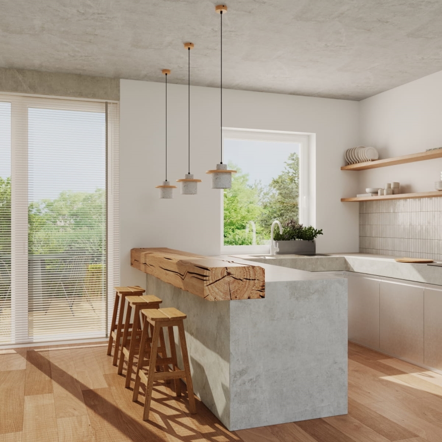 Kábelre szerelhető csillár MAB 1xE27/15W/230V Ø 22 cm beton/szürke