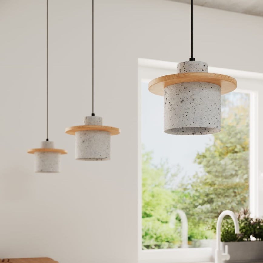 Kábelre szerelhető csillár MAB 1xE27/15W/230V Ø 22 cm beton/szürke
