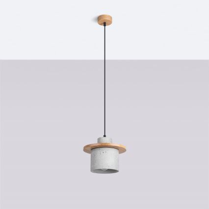 Kábelre szerelhető csillár MAB 1xE27/15W/230V Ø 22 cm beton/szürke