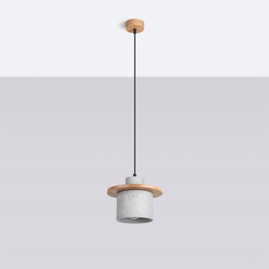 Kábelre szerelhető csillár MAB 1xE27/15W/230V Ø 22 cm beton/szürke