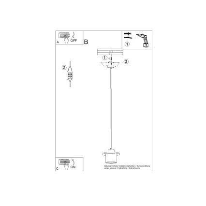 Kábelre szerelhető csillár MAB 1xE27/15W/230V Ø 22 cm beton/szürke