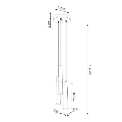 Csillár zsinóron PRYSM 3xG9/8W/230V fehér
