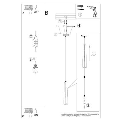 Csillár zsinóron PRYSM 1xG9/8W/230V fekete