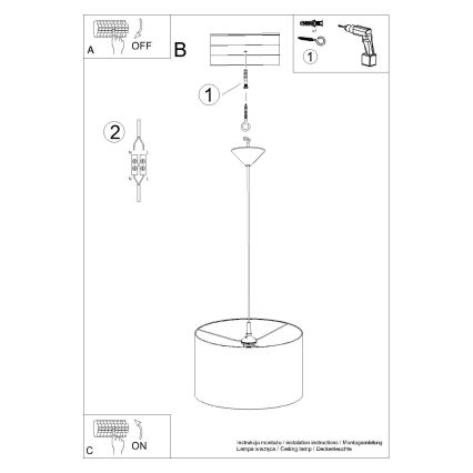 Csillár zsinóron NOVA 1xE27/15W/230V átm. 40 cm fekete