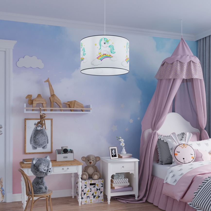 Gyerek csillár zsinóron UNICORN 1xE27/15W/230V átm. 30 cm unikornis