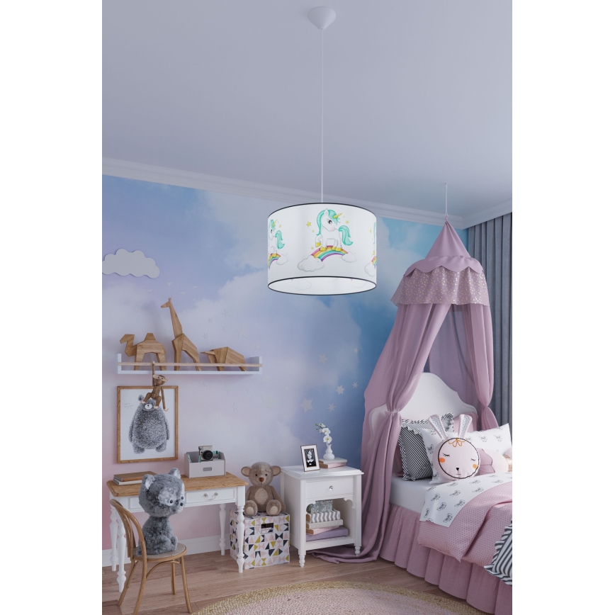 Gyerek csillár zsinóron UNICORN 1xE27/15W/230V átm. 30 cm unikornis