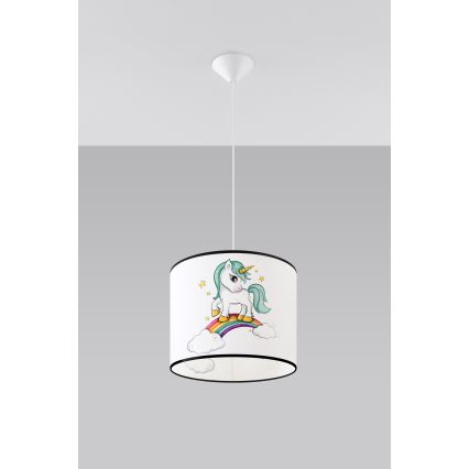 Gyerek csillár zsinóron UNICORN 1xE27/15W/230V átm. 30 cm unikornis
