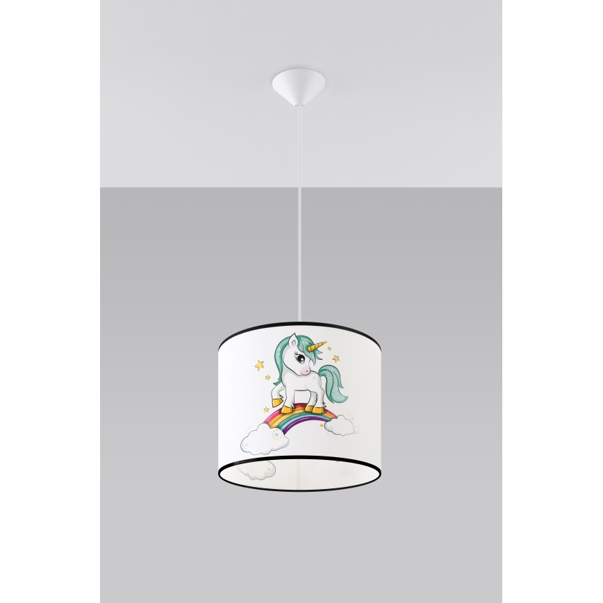 Gyerek csillár zsinóron UNICORN 1xE27/15W/230V átm. 30 cm unikornis