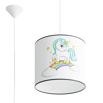 Gyerek csillár zsinóron UNICORN 1xE27/15W/230V átm. 30 cm unikornis