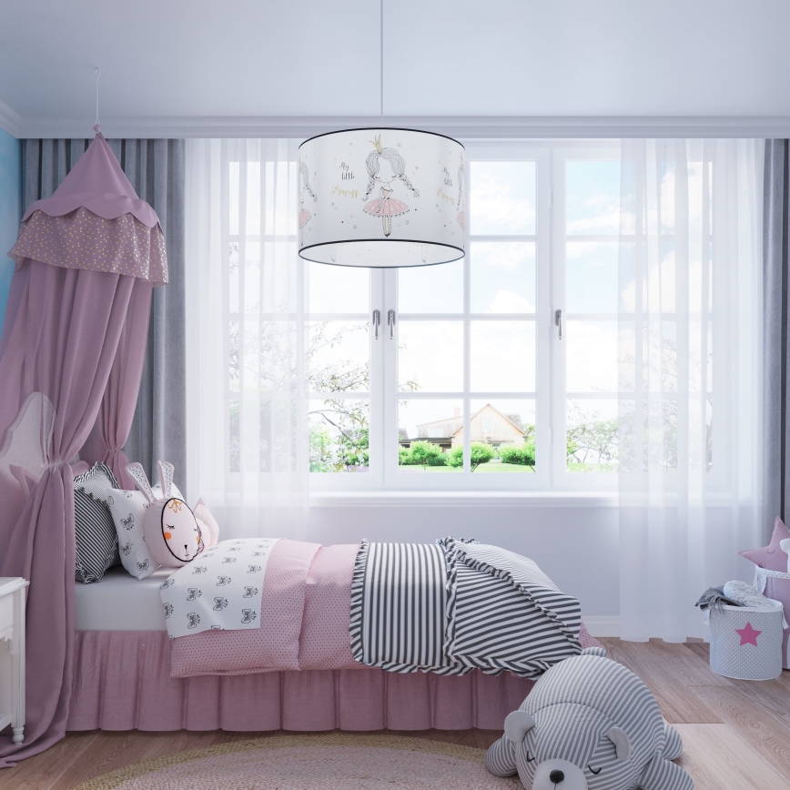 Gyerek csillár zsinóron PRINCESS 1xE27/15W/230V átm. 30 cm hercegnő