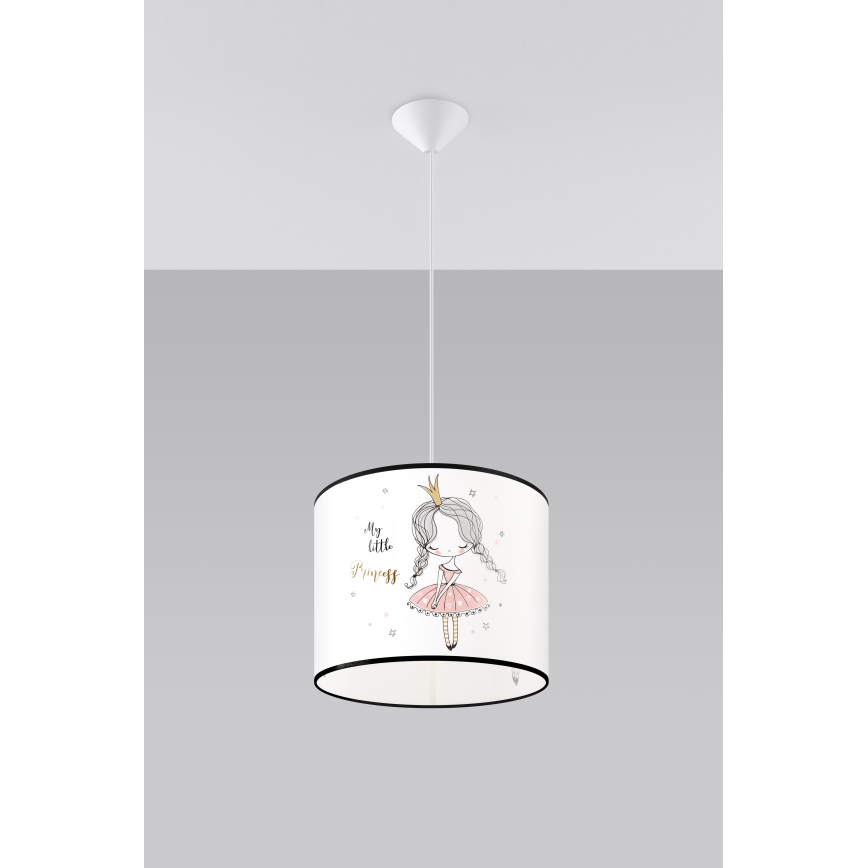 Gyerek csillár zsinóron PRINCESS 1xE27/15W/230V átm. 30 cm hercegnő