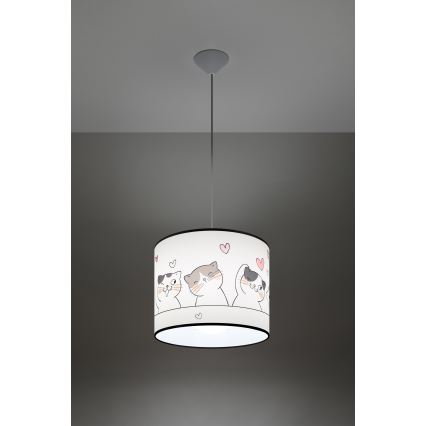 Gyerek csillár zsinóron CAT 1xE27/15W/230V átm. 30 cm macska